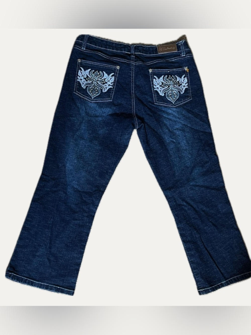 Y2K Embellished Dark Wash Jeans with Back Pocket Embroidery